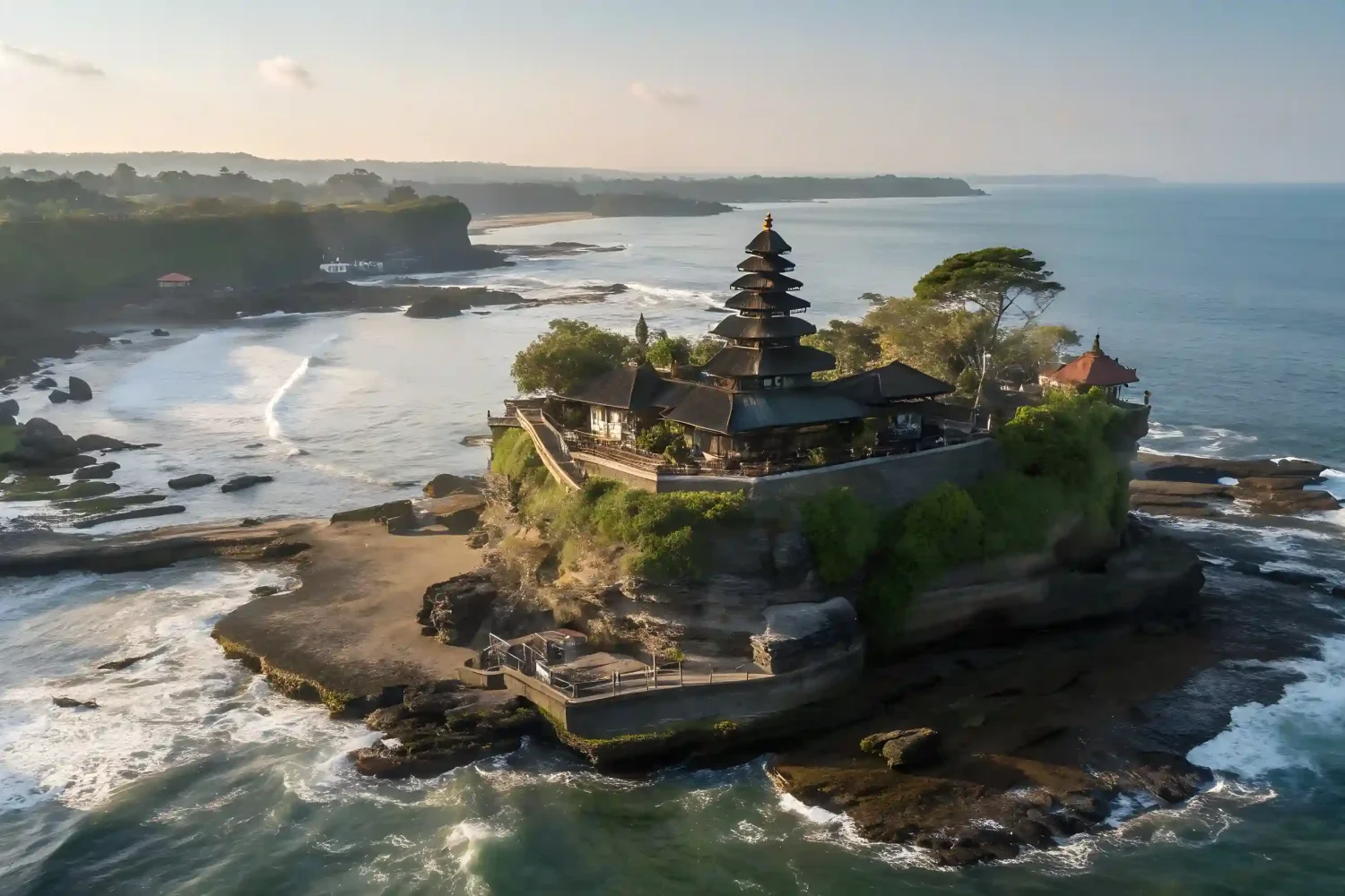 Tanah Lot sea temple on the Tabanan coast, west of the Mengwi corridor
